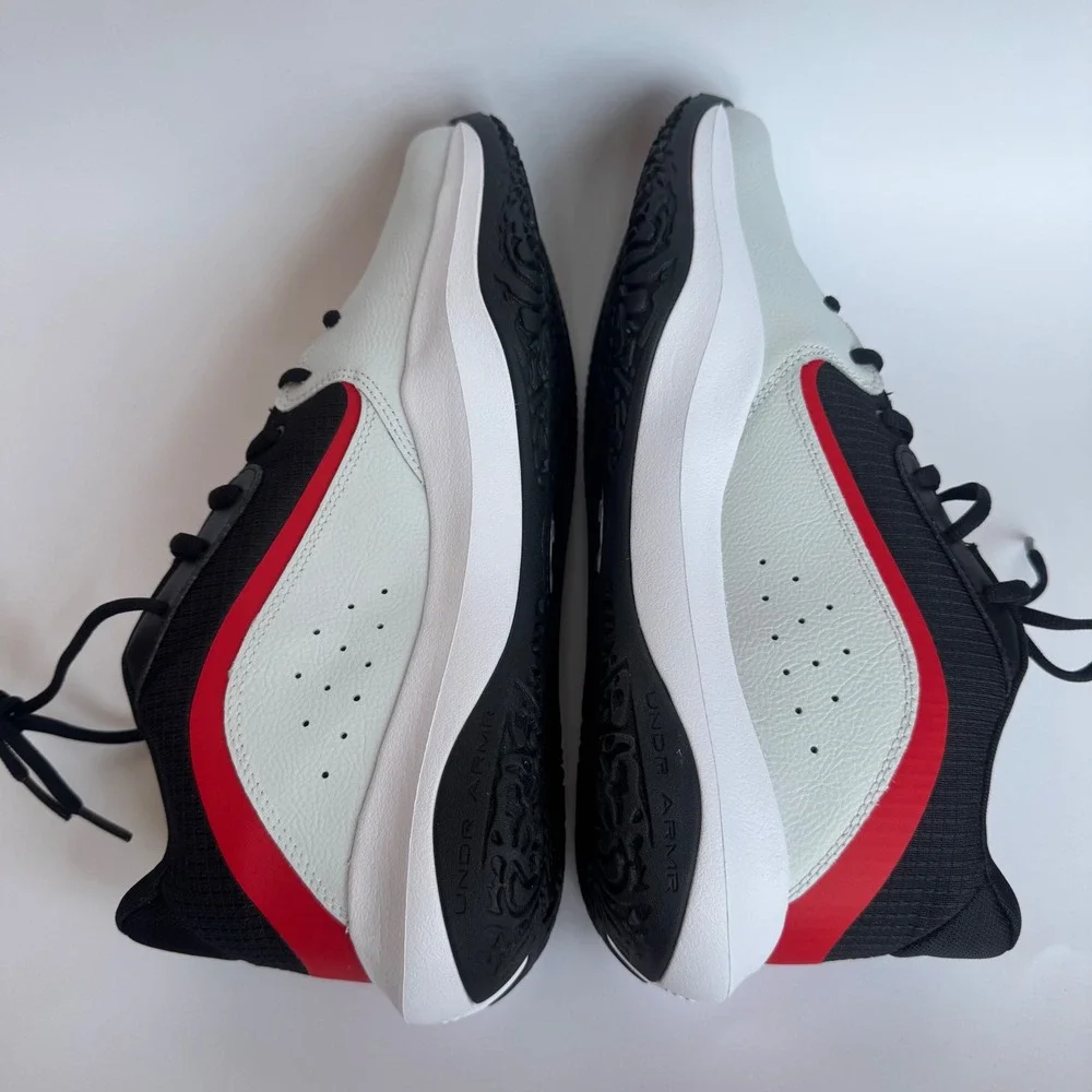 Under Armour UA Lockdown 7 Gray Red Black Mens Basketball Shoes Sneakers Size 13